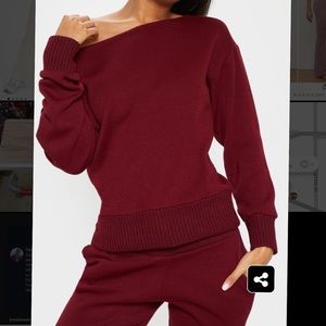 Burgundy Knitted Suit. (Two piece )